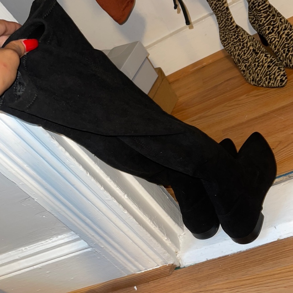High thigh low flat boots